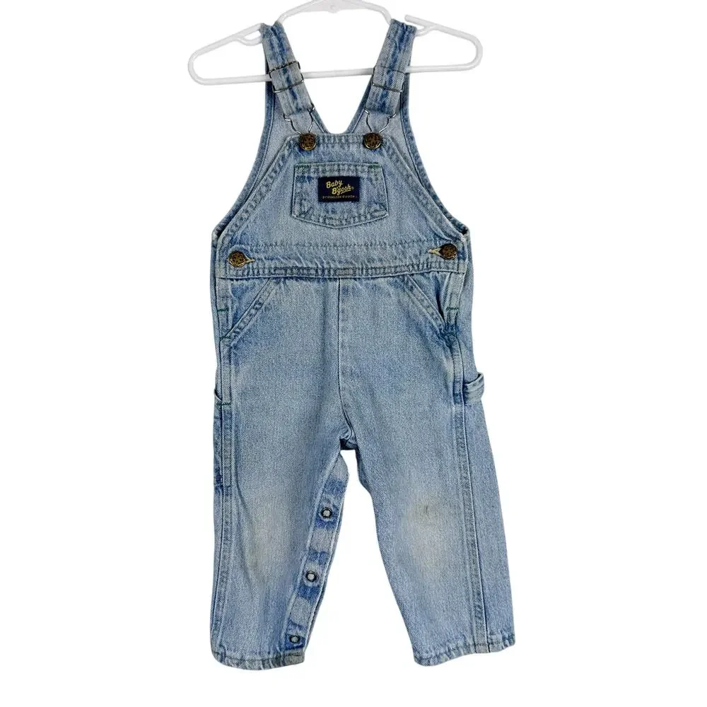 Vintage 90s OshKosh B'Gosh Vestbak Overalls Denim Cotton Blue - 12-18M 18 Months